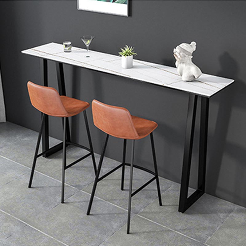 Black and Metal Base Table Rectangle Industrial Sintered Stone Bar Table