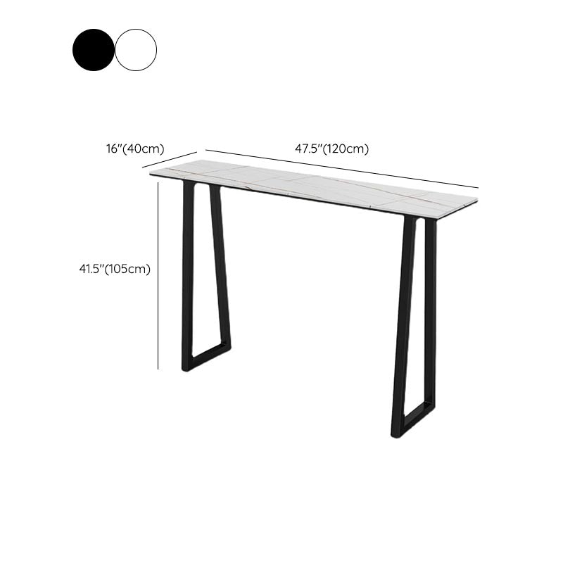 Black and Metal Base Table Rectangle Industrial Sintered Stone Bar Table