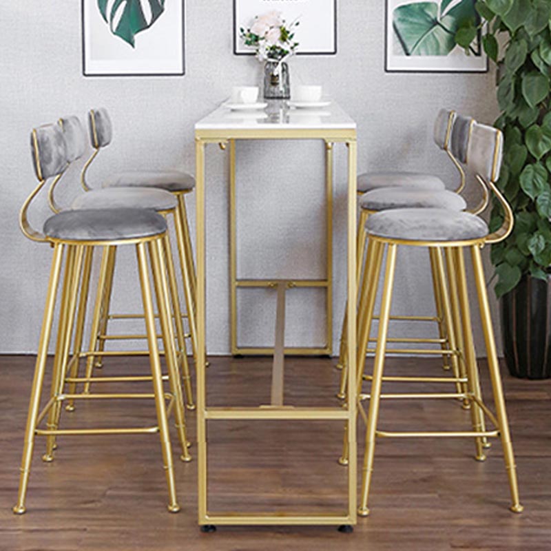 Glam Pub Height Dining Table Stone and White Bar Table for Living Room