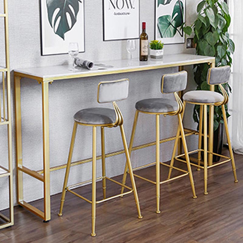 Glam Pub Height Dining Table Stone and White Bar Table for Living Room