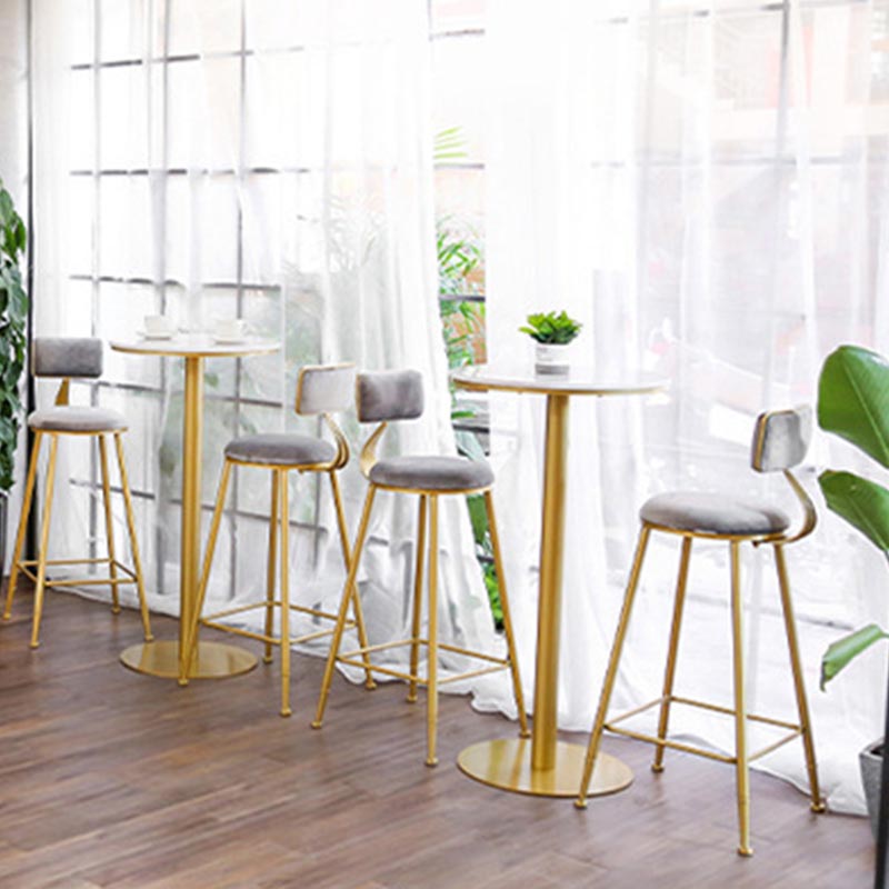 Glam Pub Height Dining Table Stone and White Bar Table for Living Room