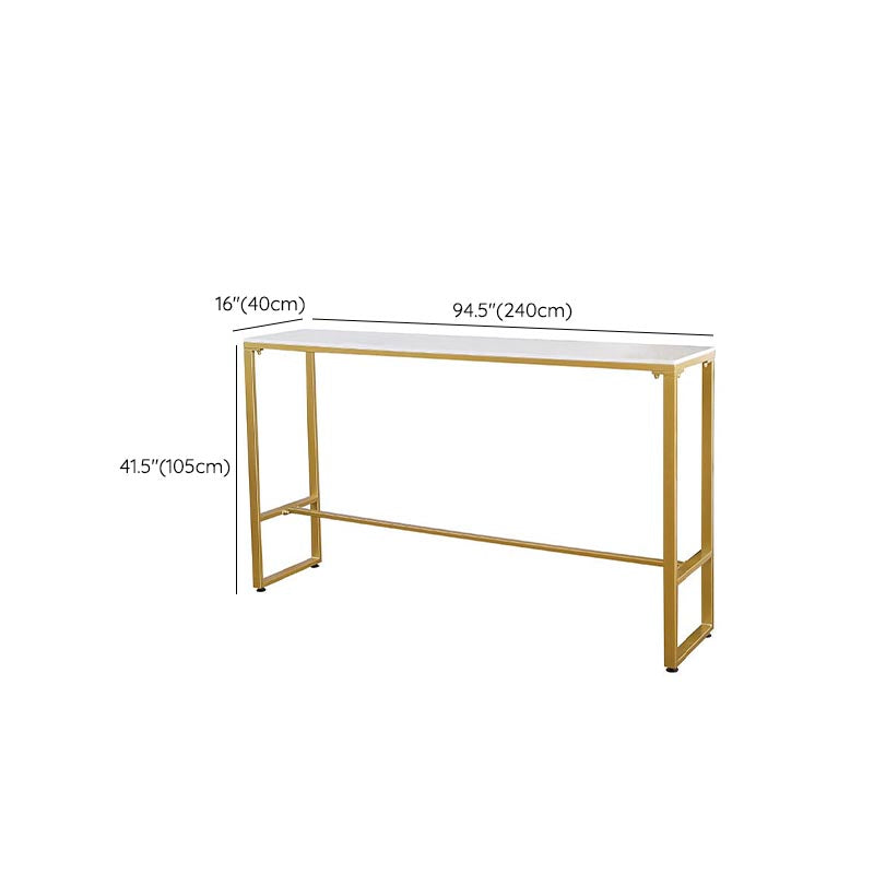 Glam Pub Height Dining Table Stone and White Bar Table for Living Room