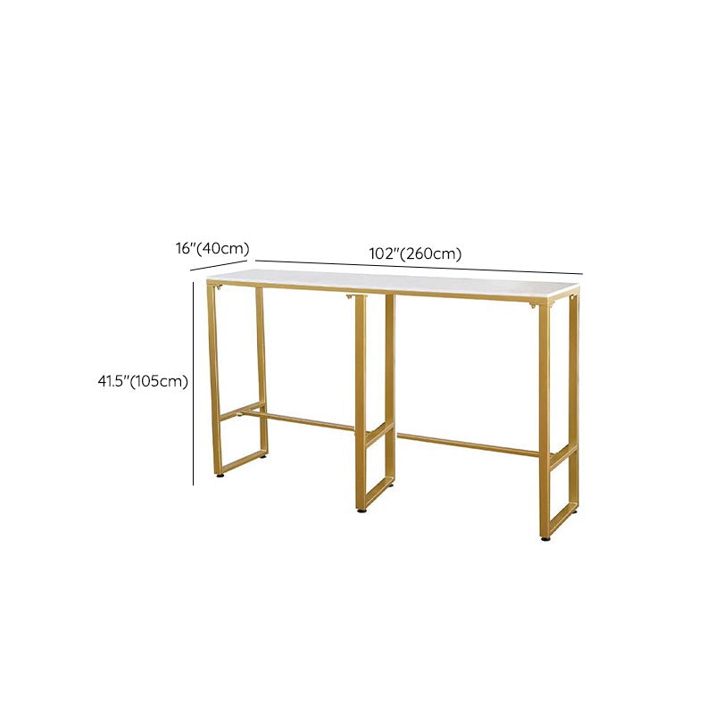 Glam Pub Height Dining Table Stone and White Bar Table for Living Room