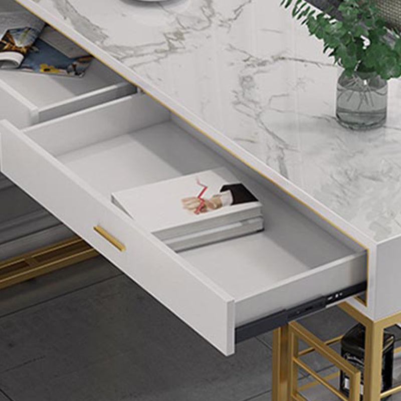 Rectangle Top Table Pub Height Dining Table with Gold Base for Bar