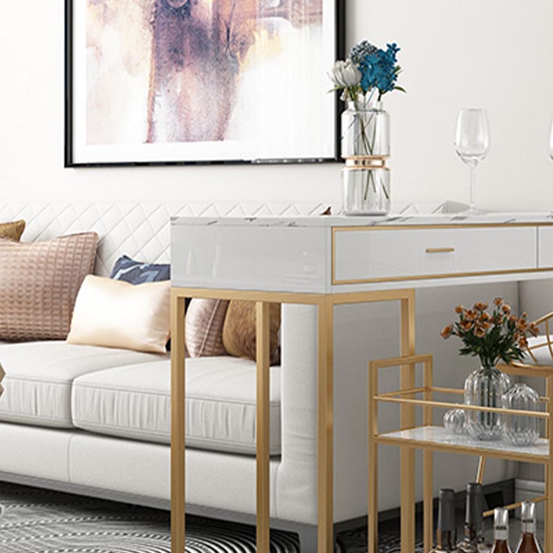 Rectangle Top Table Pub Height Dining Table with Gold Base for Bar