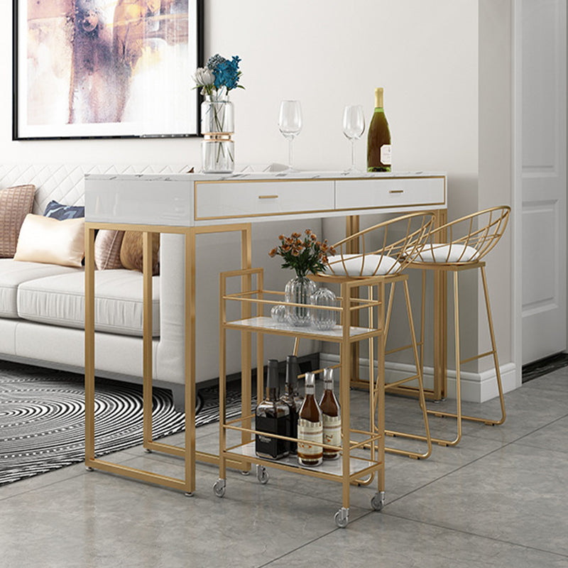 Rectangle Top Table Pub Height Dining Table with Gold Base for Bar
