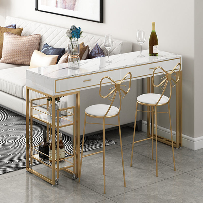 Rectangle Top Table Pub Height Dining Table with Gold Base for Bar