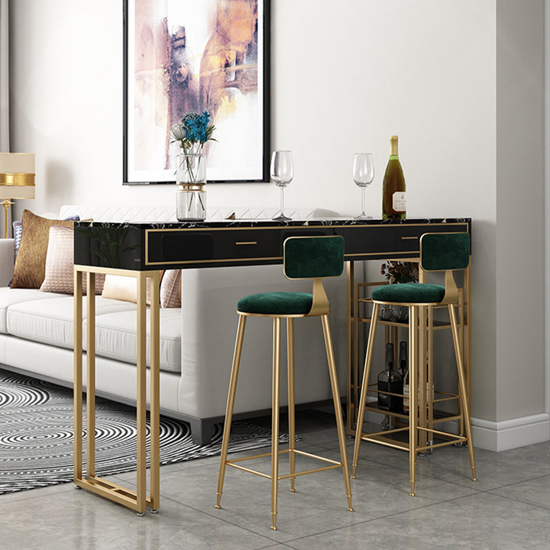 Rectangle Top Table Pub Height Dining Table with Gold Base for Bar