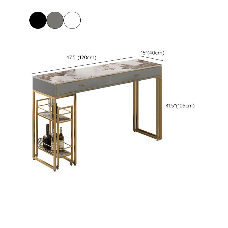 Rectangle Top Table Pub Height Dining Table with Gold Base for Bar