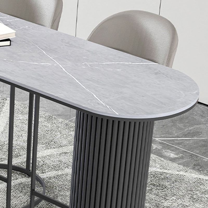 Modern Sintered Stone Bar Table Metal Base Dining Table for Kitchen Living Room