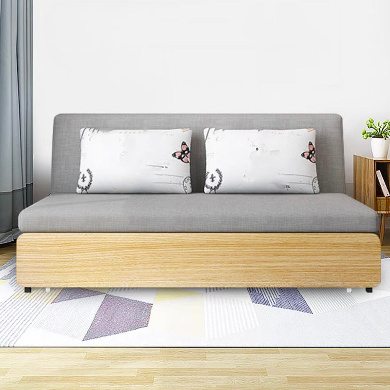 Modern and Contemporary Wood Fabric Mattress Upholstered No Theme Bed