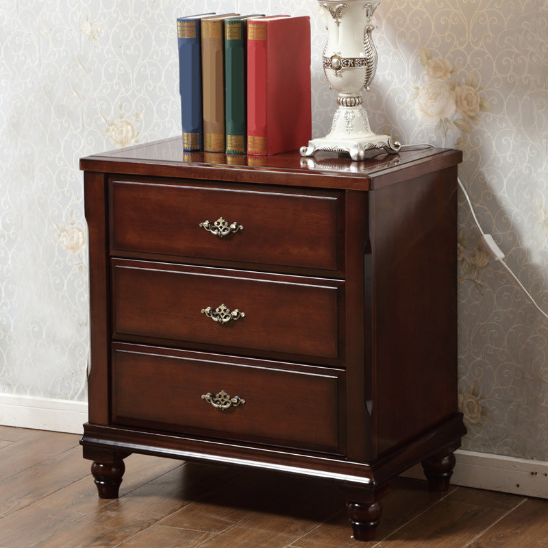 Traditional Wooden Bedroom Chest Vertical Storage Chest with Drawers