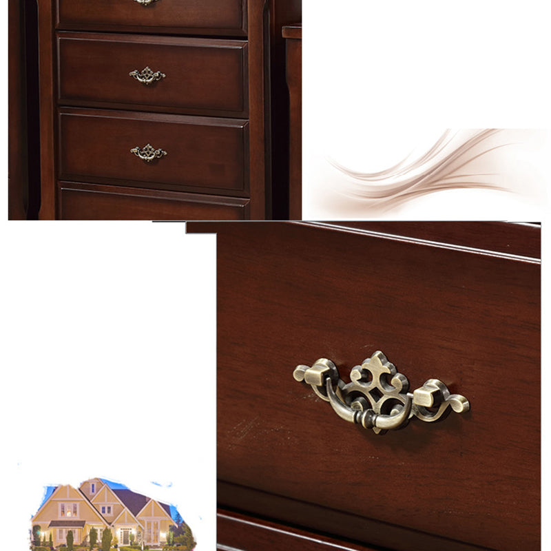 Traditional Wooden Bedroom Chest Vertical Storage Chest with Drawers
