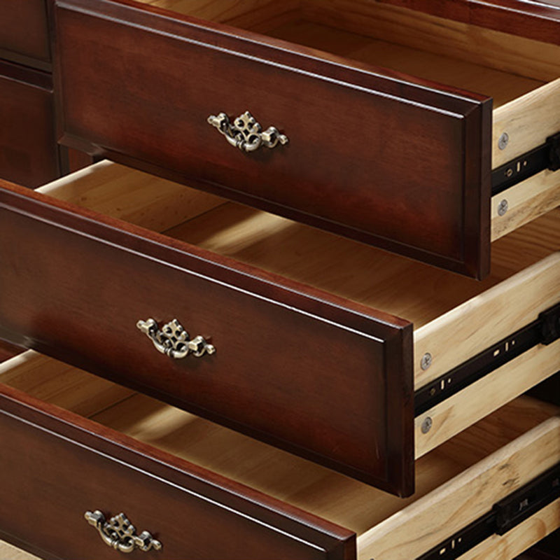 Traditional Wooden Bedroom Chest Vertical Storage Chest with Drawers