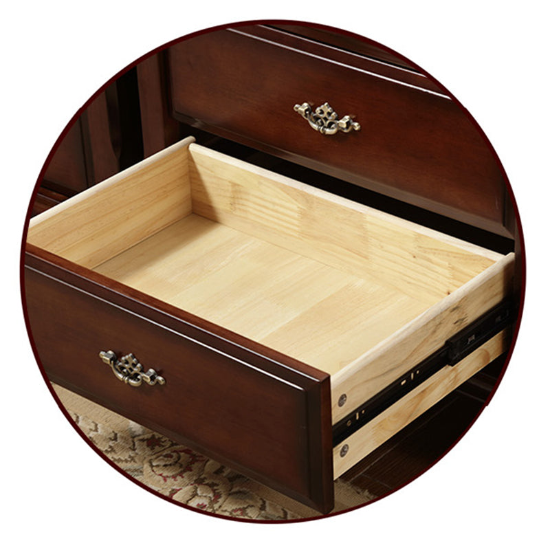 Traditional Wooden Bedroom Chest Vertical Storage Chest with Drawers