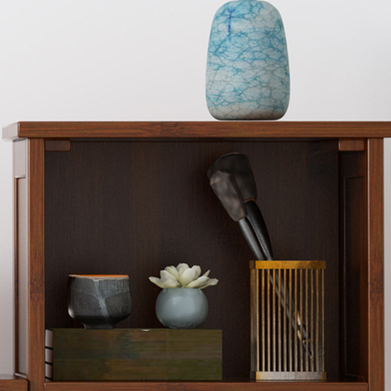 Contemporary Bedroom Wooden Storage Chest Vertical Chest in Brown with Drawers