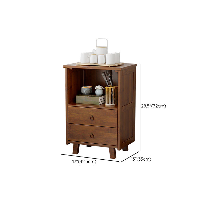 Contemporary Bedroom Wooden Storage Chest Vertical Chest in Brown with Drawers