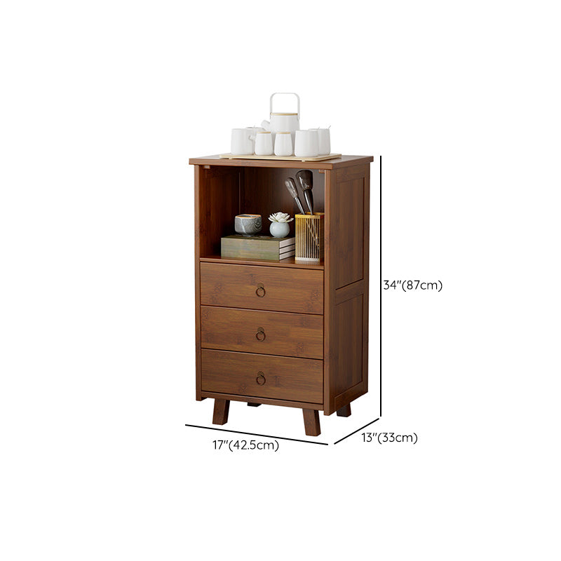 Contemporary Bedroom Wooden Storage Chest Vertical Chest in Brown with Drawers