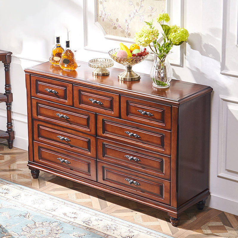 Traditional Horizontal Bedroom Chest Wooden Storage Chest with Drawers