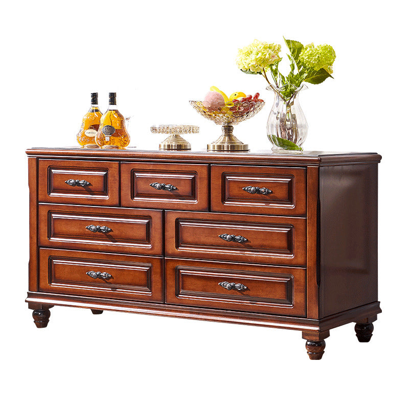 Traditional Horizontal Bedroom Chest Wooden Storage Chest with Drawers