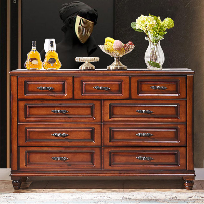 Traditional Horizontal Bedroom Chest Wooden Storage Chest with Drawers