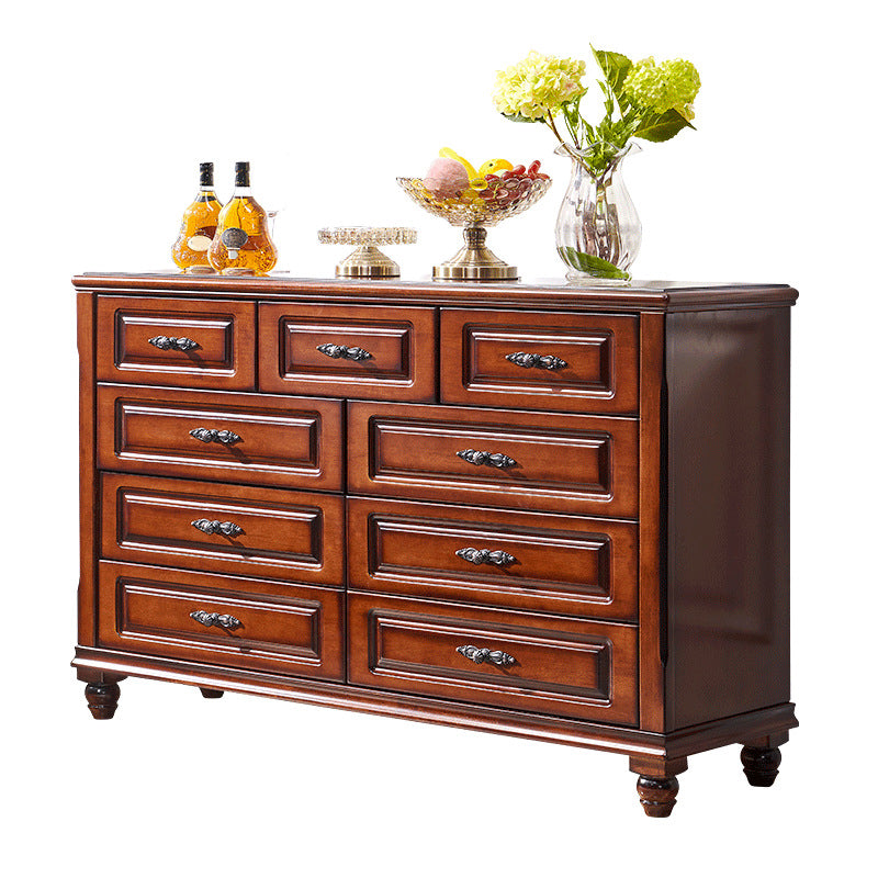 Traditional Horizontal Bedroom Chest Wooden Storage Chest with Drawers