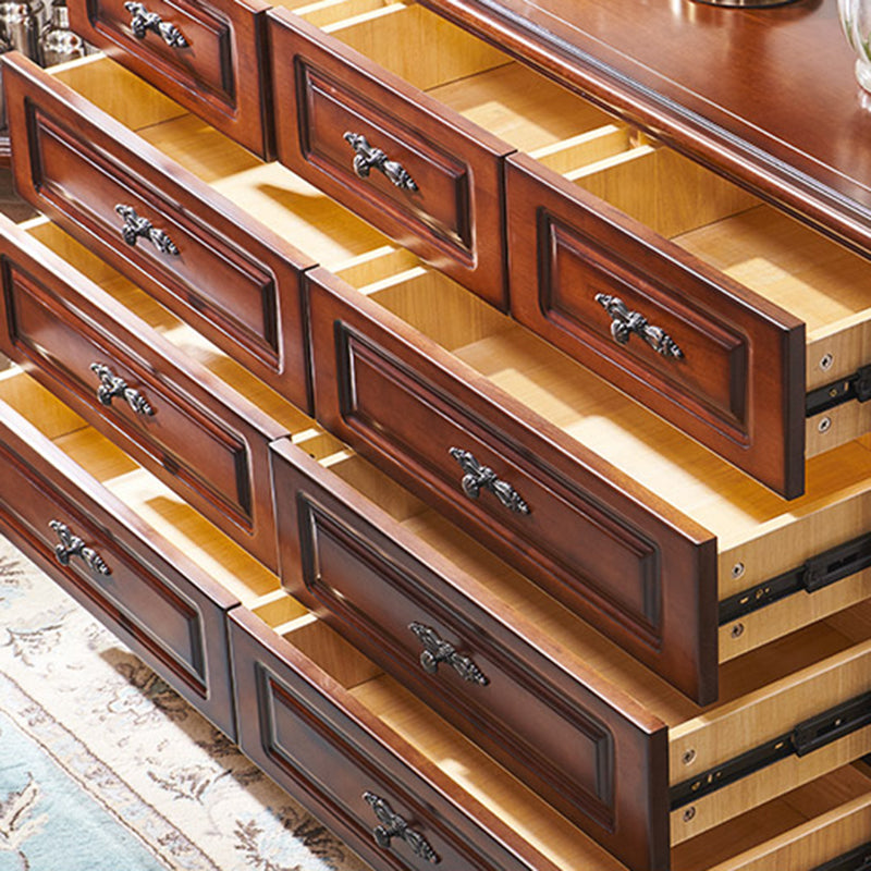 Traditional Horizontal Bedroom Chest Wooden Storage Chest with Drawers