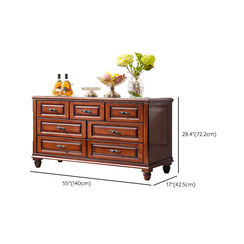 Traditional Horizontal Bedroom Chest Wooden Storage Chest with Drawers