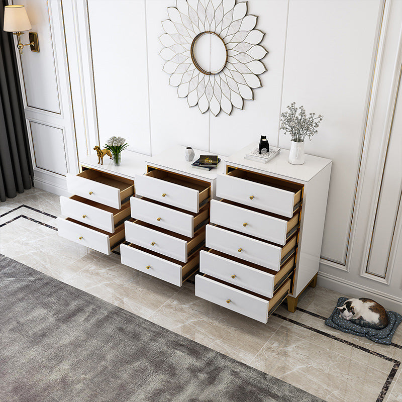 Glam Vertical Bedroom Chest Wooden Storage Chest with Drawers