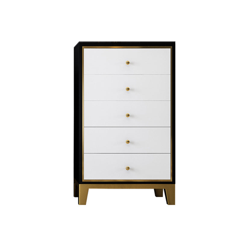 Glam Vertical Bedroom Chest Wooden Storage Chest with Drawers