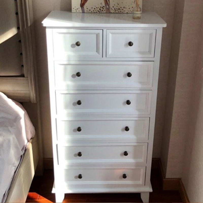13.8" W Vertical Chest Solid Wood White Storage Chest with Drawers