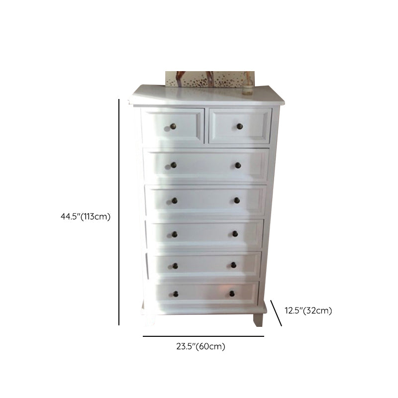 13.8" W Vertical Chest Solid Wood White Storage Chest with Drawers