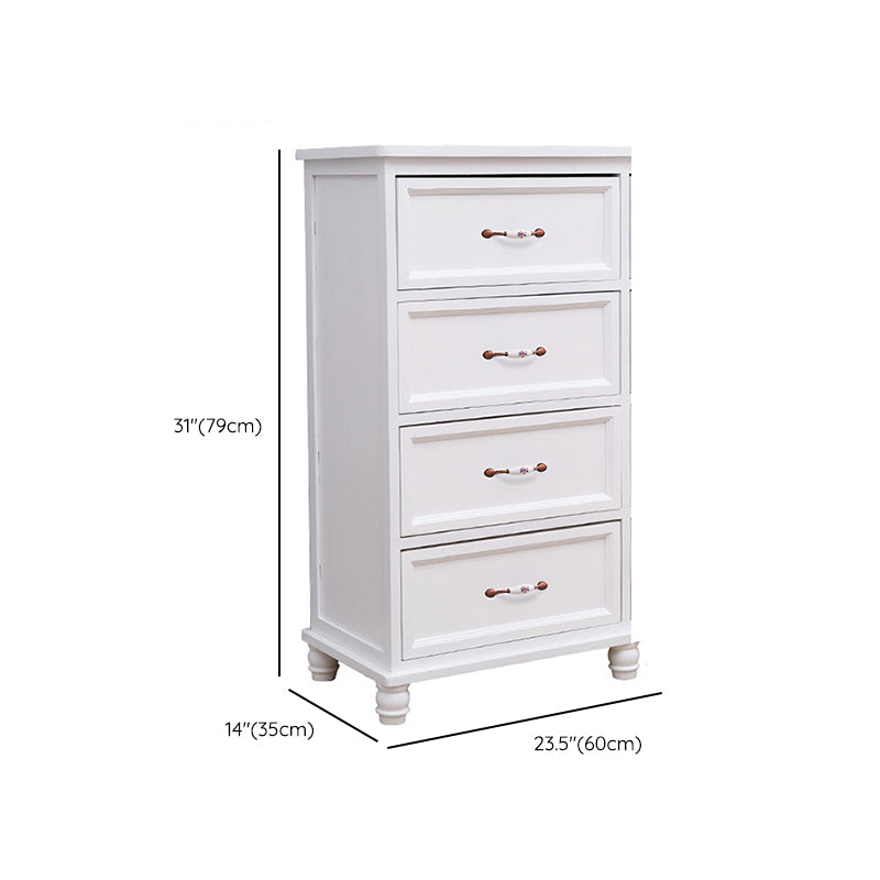 13.8" W Vertical Chest Solid Wood White Storage Chest with Drawers