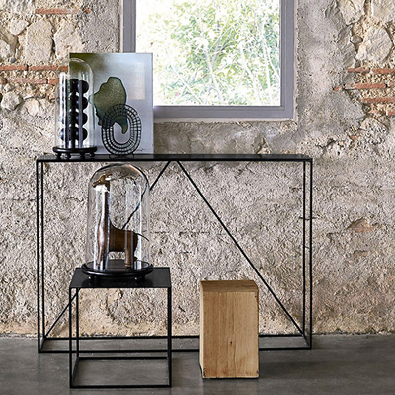 Contemporary Console Accent Table Antique Finish Sofa Console Table in Metal