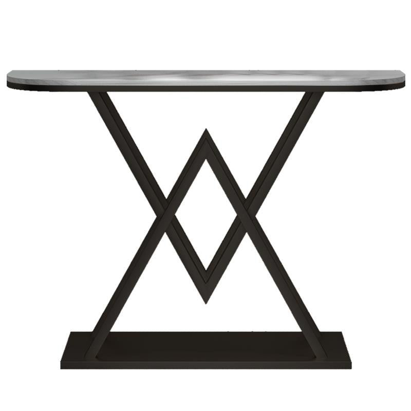 Marble Sofa Console Table Antique Finish Console Accent Table with Shelf