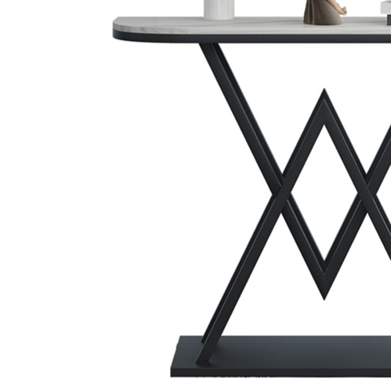 Marble Sofa Console Table Antique Finish Console Accent Table with Shelf