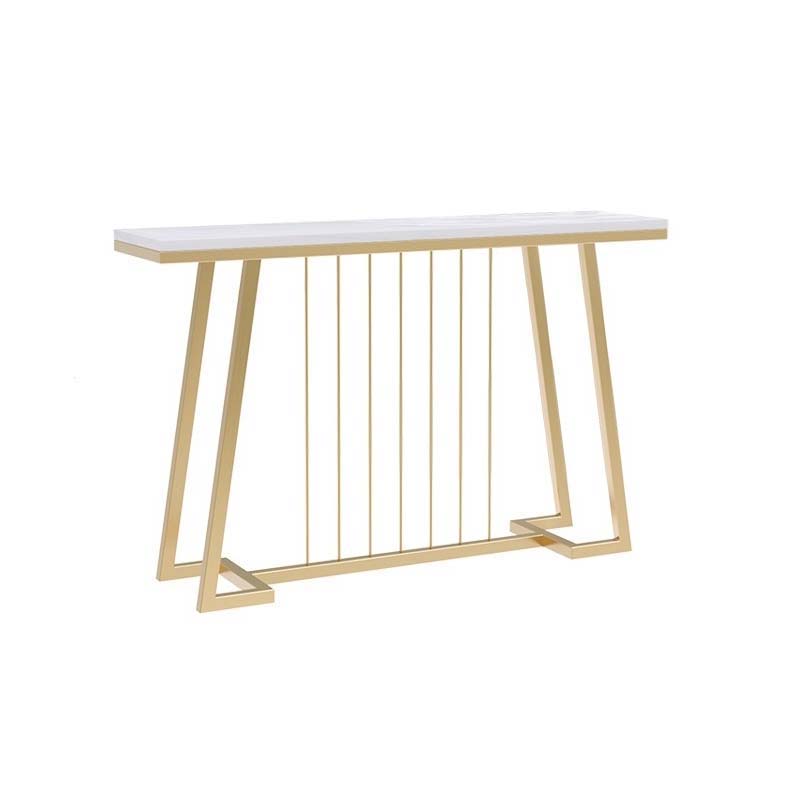 Glam Iron Console Sofa Table Rectangle Marble End Table for Hall