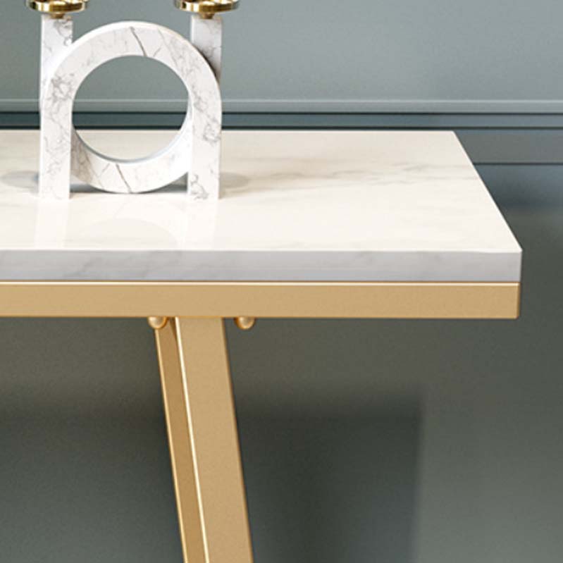 Glam Iron Console Sofa Table Rectangle Marble End Table for Hall