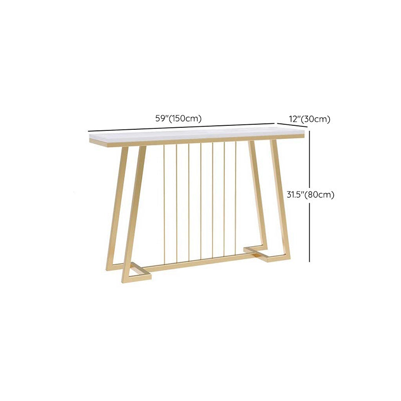 Glam Iron Console Sofa Table Rectangle Marble End Table for Hall