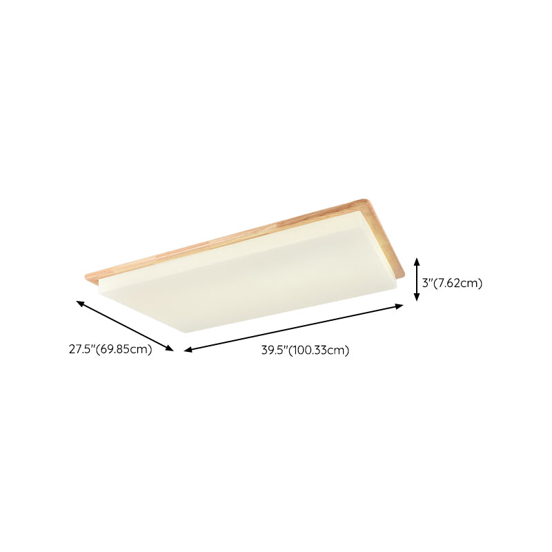 Modern LED Wood Flush Mount Geometric Shape Ceiling Light with Acrylic Shade for Bedroom