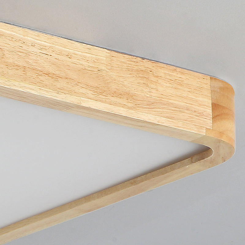 Modern Wood Flush Mount Geometric Shape Ceiling Lamp with Acrylic Shade for Living Room