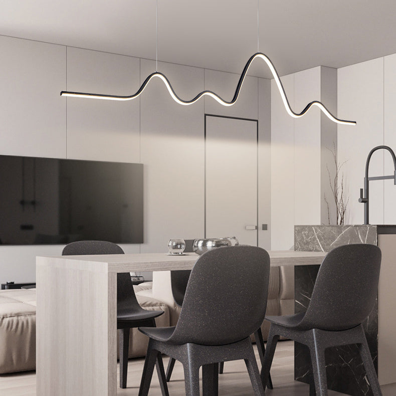 Modern Polish Finish LED Ceiling Light Metal Kitchen Island Lighting for Room