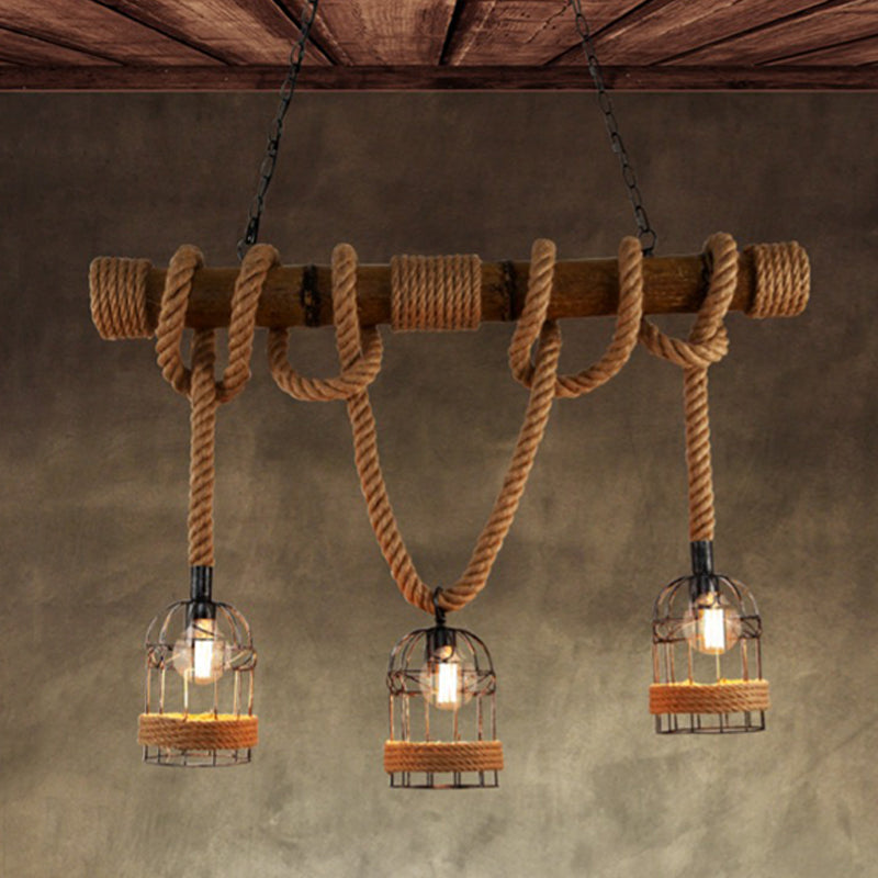 Rope Island Pendant Industrial Style Island Light Fixtures for Living Room