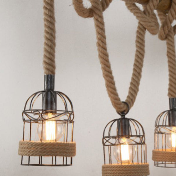 Rope Island Pendant Industrial Style Island Light Fixtures for Living Room