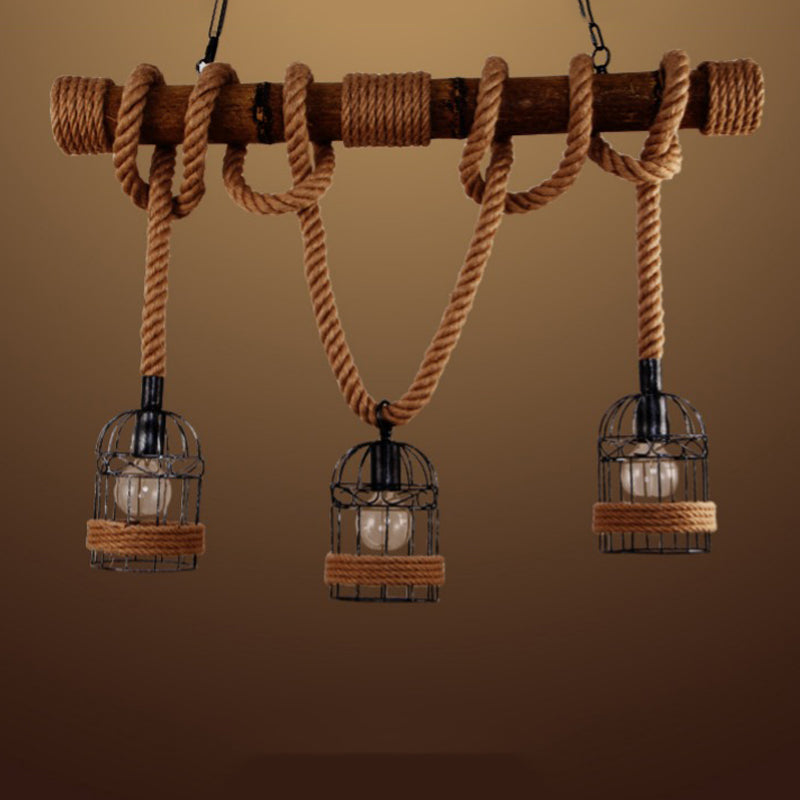 Rope Island Pendant Industrial Style Island Light Fixtures for Living Room