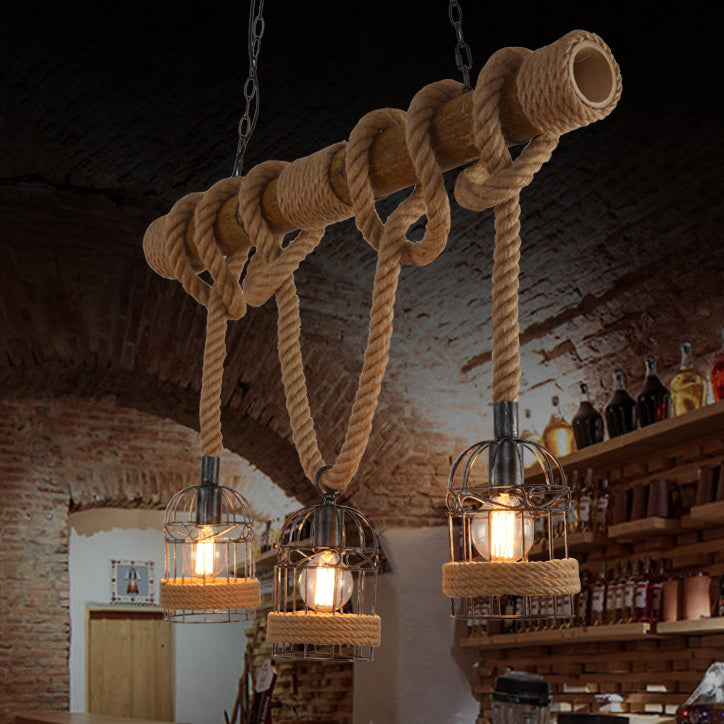 Rope Island Pendant Industrial Style Island Light Fixtures for Living Room