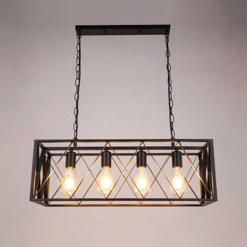 Metal Rectangular Shape Island Pendant Industrial Style Island Pendant Lighting