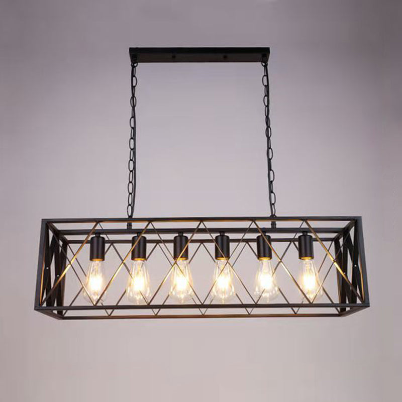 Metal Rectangular Shape Island Pendant Industrial Style Island Pendant Lighting