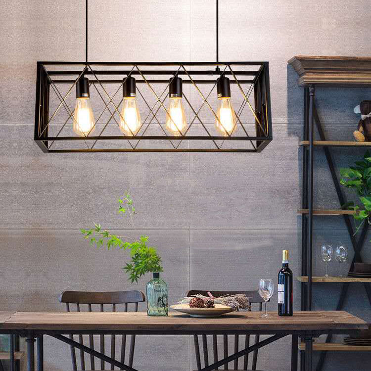 Metal Rectangular Shape Island Pendant Industrial Style Island Pendant Lighting