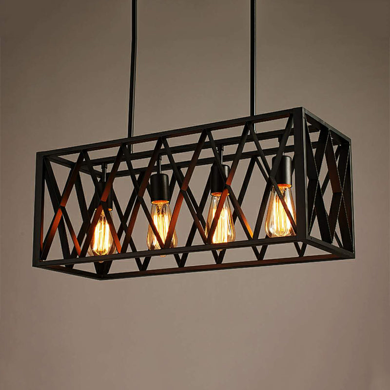 Metal Rectangular Shape Island Pendant Industrial Style Island Pendant Lighting